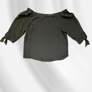 Johnny Was Jade Black off shoulder Blouse 3/4 bow tie sleeves size XL